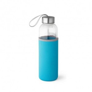 Botella deportiva con cinta y funda Azul claro