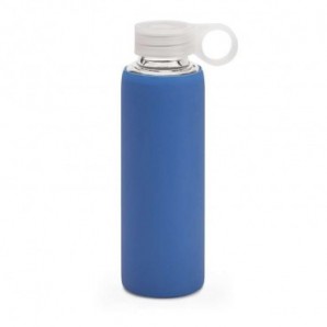 Botella deportiva de vidrio borosilicato con rosca Azul