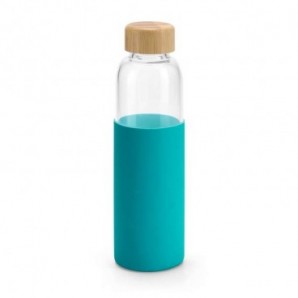 Botella de vidrio con funda de silicona Azul claro