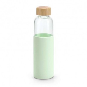 Botella de vidrio con funda de silicona Verde claro
