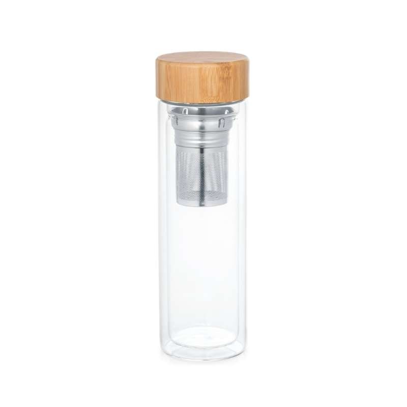 Botella de vidrio doble pared con infusores Natural