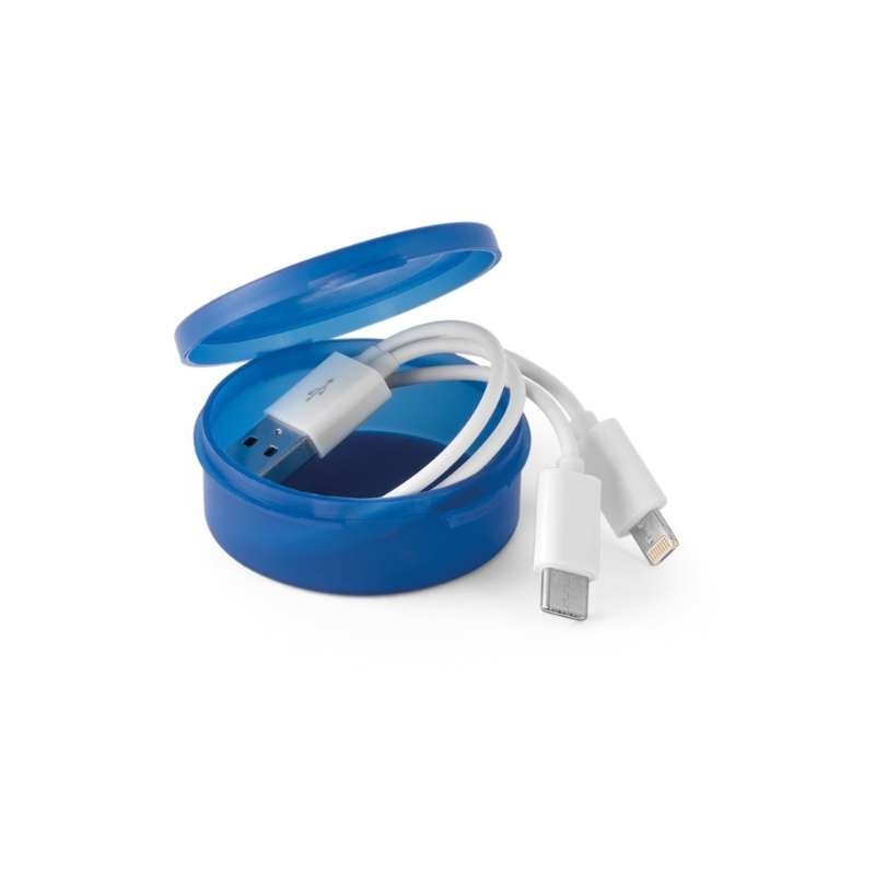 Cable USB con conector 3 en 1 Azul real