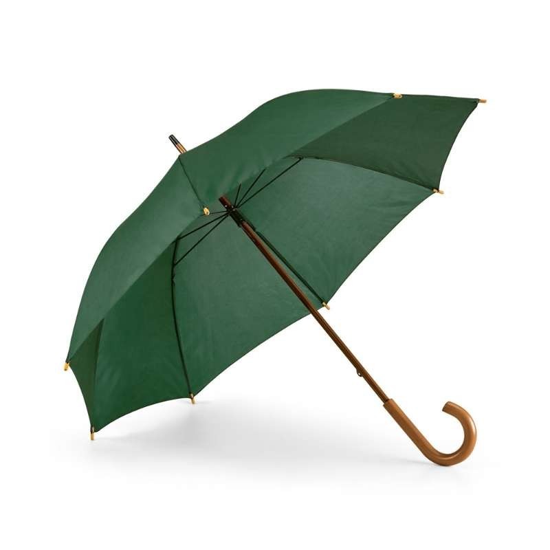Paraguas con mango y asa de madera Verde oscuro