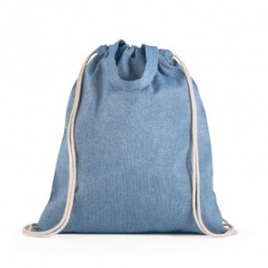 Bolsa tipo mochila de algodón reciclado con asas Azul