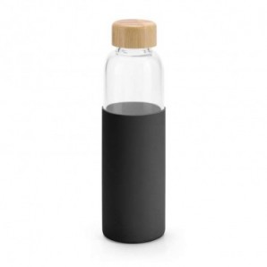 Botella de vidrio con funda de silicona Negro
