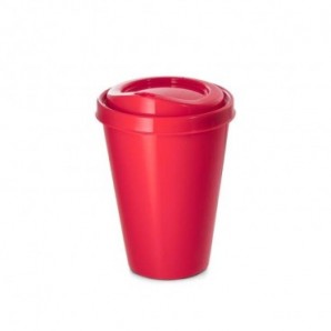 Vaso reutilizable en PP con tapa Rojo