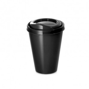 Vaso reutilizable en PP con tapa Negro