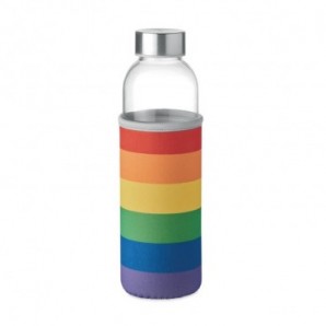 Botella de cristal con funda de neopreno Multicolor