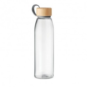 Botella de vidrio con tapa de bambú Transparente