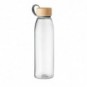 Botella de vidrio con tapa de bambú Transparente