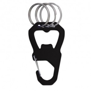 Llavero de aluminio abridor y mosquetón Negro