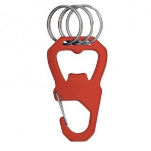 Llavero de aluminio abridor y mosquetón Rojo