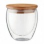 Vaso doble pared 250 ml con tapa de bambú Transparente
