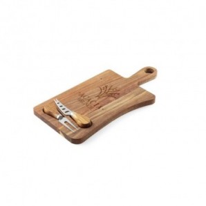 Tabla para quesos de madera de acacia con mango