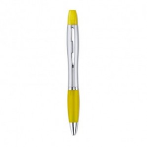 Bolígrafo y fluorescente en uno Amarillo
