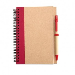 Libreta papel reciclado y Bolígrafo Rojo