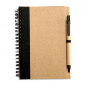Libreta papel reciclado y Bolígrafo Negro