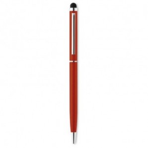 Bolígrafo en aluminio brillante con puntero Rojo