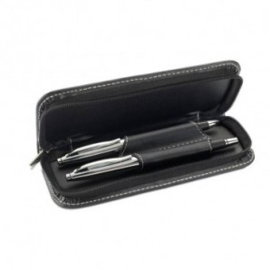 Set de bolígrafo y roller en estuche Negro