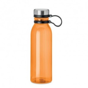 Botella de RPET tapa de acero 780 ml. Naranja transparente