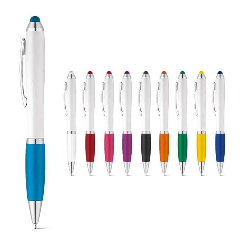 Bolígrafo con clip de metal y puntero tinta azul