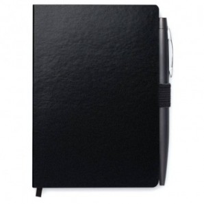 Libreta A6 tapa rígida con bolígrafo Negro