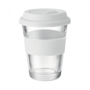 Vaso de cristal de 350 ml con tapa Blanco