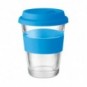 Vaso de cristal de 350 ml con tapa Azul