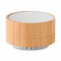 Altavoz bluetooth redondo con bambú luz inferior Blanco