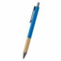 Bolígrafo de plástico y bambú acabado goma Azul real