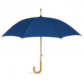 Paraguas automático con mango de madera Azul