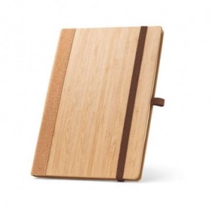 Cuaderno A5 con tapa dura realizado con hojas de bambú y corcho Natural