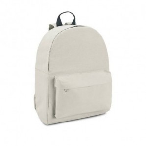 Mochila en poliéster con bolsillo frontal Beige