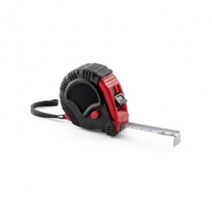 Cinta métrica de 5 metros con freno y clip Rojo
