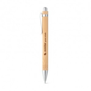 Bolígrafo de bambú con clip metálico