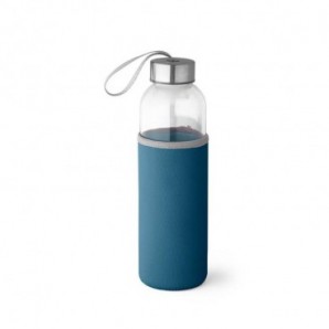 Botella deportiva con cinta y funda Azul