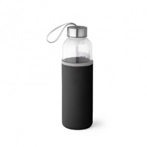 Botella deportiva con cinta y funda Negro