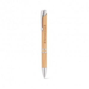 Bolígrafo de bambú con terminales metálicos