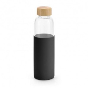 Botella de vidrio con funda de silicona 600 ml Negro