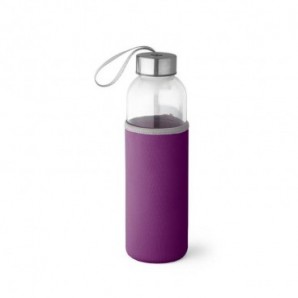 Botella deportiva con cinta y funda Morado