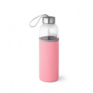 Botella deportiva con cinta y funda Rosa claro