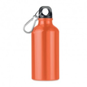 Botella aluminio 400 ml con mosquetón Naranja