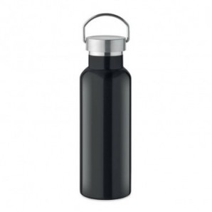 Botella doble pared 500 ml acero inox. reciclado Negro