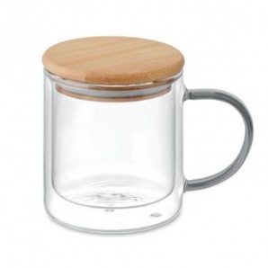 Taza borosilicato doble pared 300 ml Gris transparente