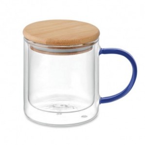 Taza borosilicato doble pared 300 ml Azul transparente