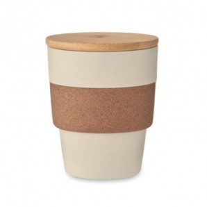 Vaso de PP reciclado y corcho 300 ml Beige