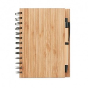 Cuaderno de notas A5 bambú y bolígrafo