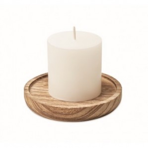 Porta velas madera con vela de vainilla