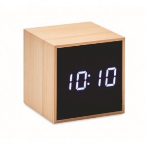 Reloj despertador y temperatura de bambú