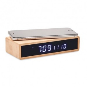 Cargador inalámbrico de bambú Y reloj despertador